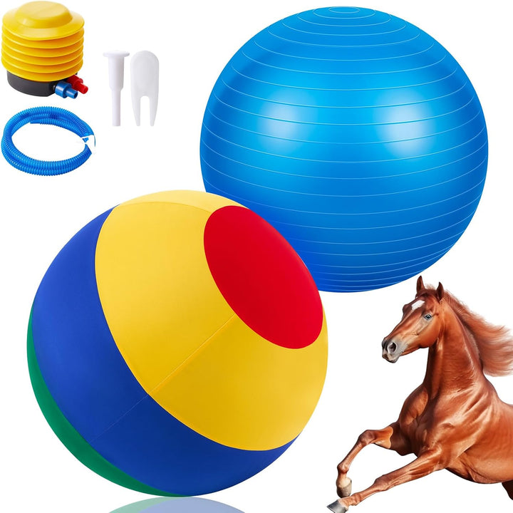 40Inch Giant Herding Ball with Ball Cover anti Burst Please Watch VCR for How to Inflation Horse Toys for Horses Stall Entertainment Play, Pump Included(Blue,Stylish)