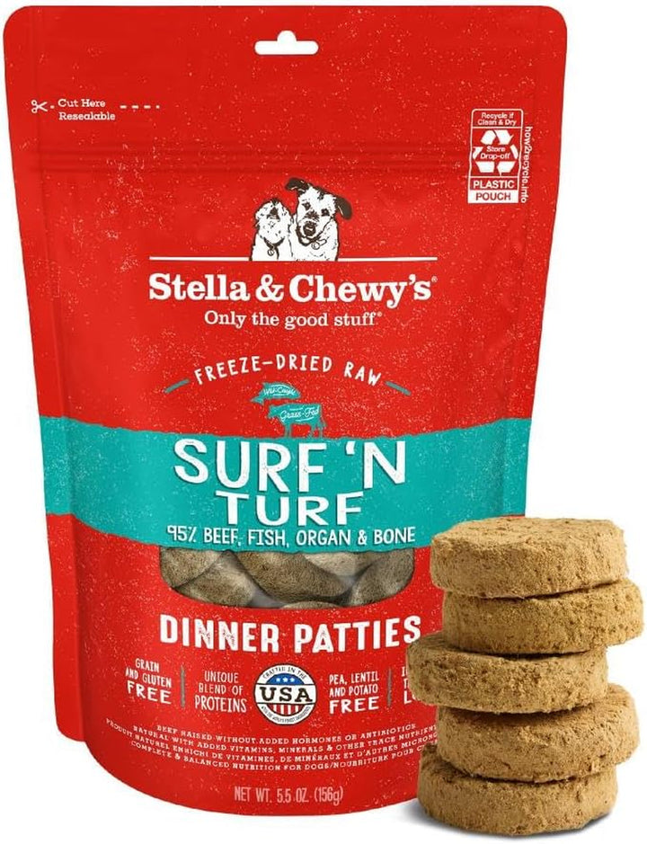 Freeze-Dried Raw Dinner Patties - Beef Recipe - High Protein Grain-Free Puppy & Dog Food - Perfect for Picky Eaters - 25 Oz