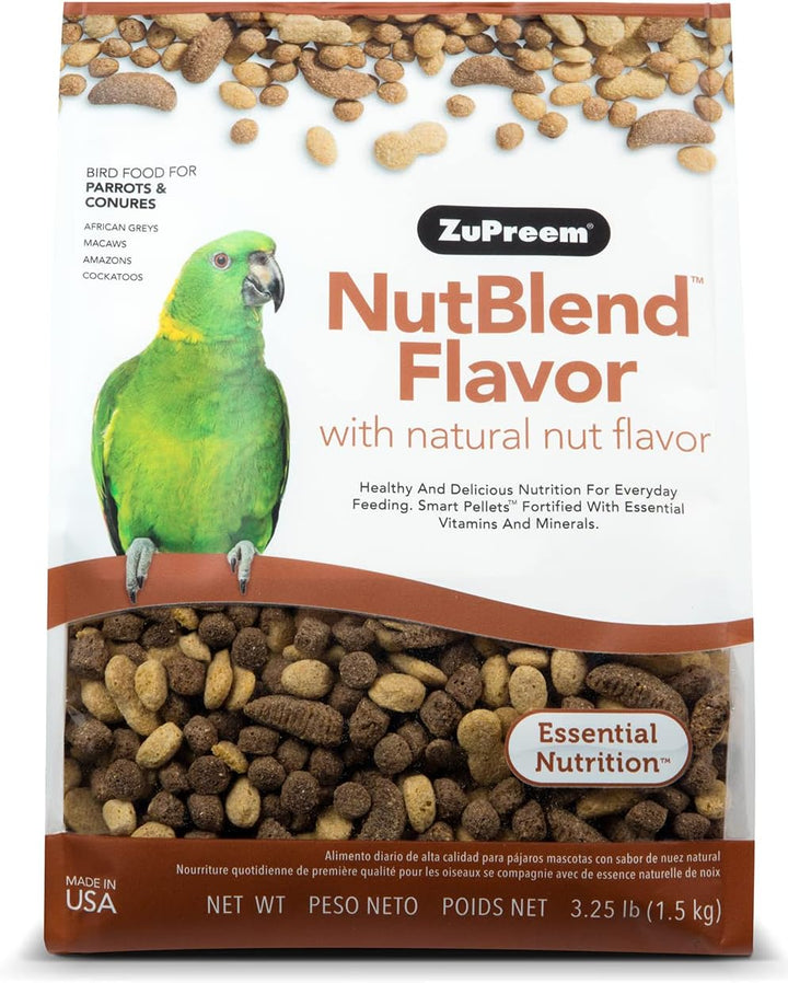Fruitblend Bird Pellets, Daily Bird Food for Parrot, Conure, Caique, African Grey, Eclectus, Small Cockatoo, Core Nutrition for Medium Large Birds, Parrot Food (ML, 3.5 Lbs)