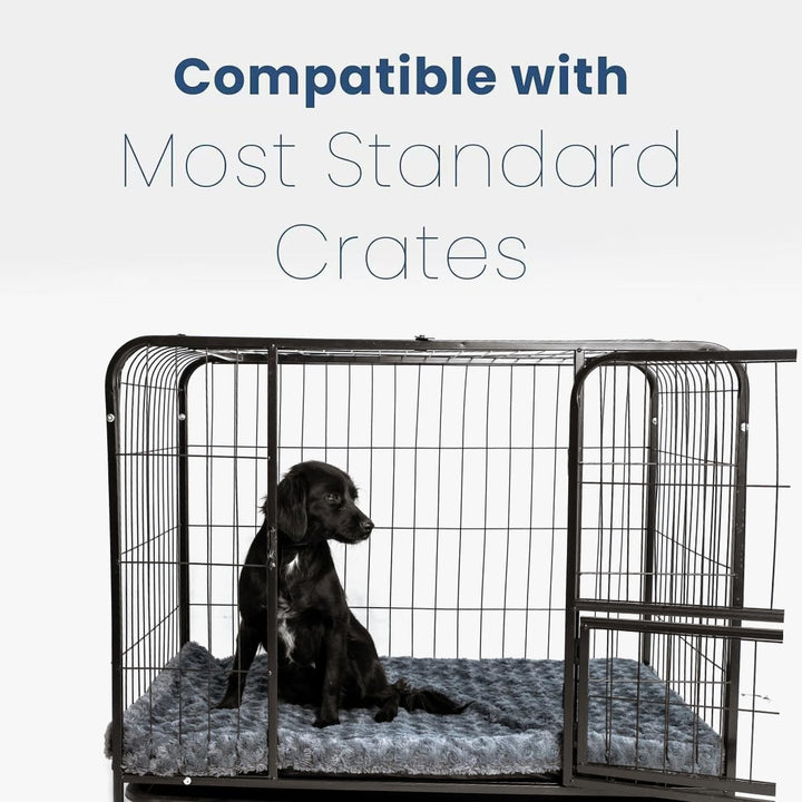 Faux Fur Dog Bed Covers – Ultra Soft Rose Velvet, Removable & Washable, Cozy & Durable,Large Pet Bed Cover Only (No Filling) – Gray, (Rose Velvet Dark Gray, 36" L X 24" W X 4" Th)