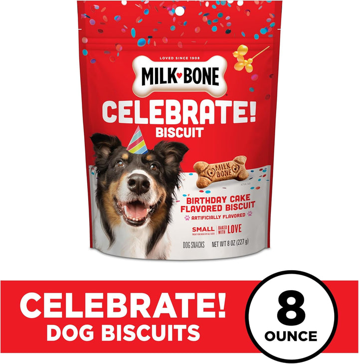 Celebrate Birthday Cake Artificially Flavored Biscuits, Small Dog Treats, 8 Oz. Bag