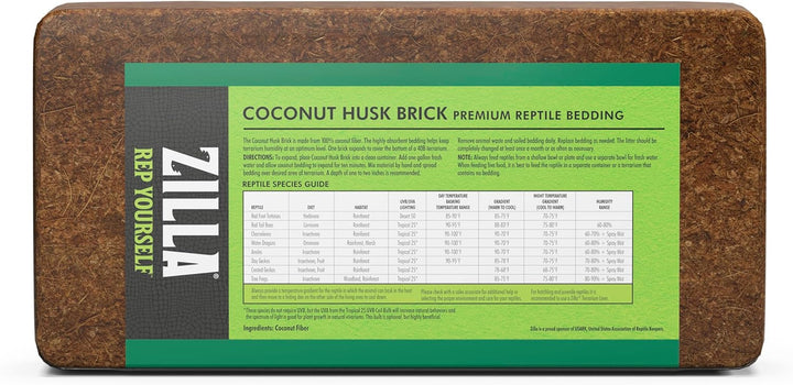 Coconut Husk Brick, Organic Bedding for Reptiles, Made with 100% Coconut Fiber, Ideal for Tropical Habitats and Egg Incubation