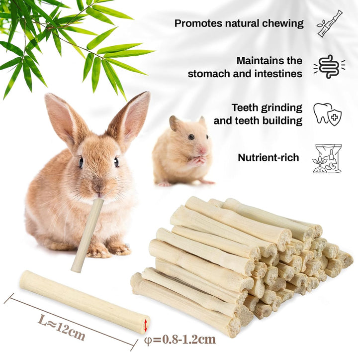 240G  Chew-Sticks - Natural Rabbit Bamboo Sticks Small Animal Chew Toy Bunny Molar Treats Atural Teeth Grinding Toys for Squirrel Guinea Pigs Chinchilla