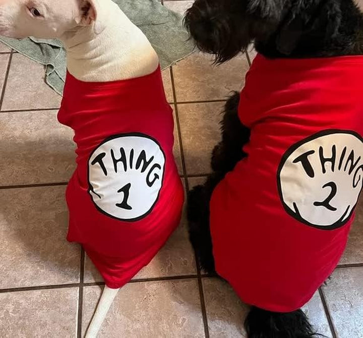 Dog Shirts for Pet Clothes Soft Breathable Puppy Shirts Pop Culture Thing 1 to Thing 9 Printed Pet T-Shirt (RED-2, Large)