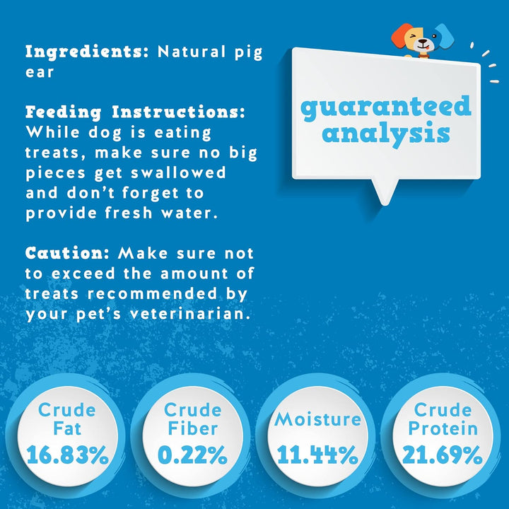 Natural Half Pig Ears for Dogs Large, Pigs Ears for Dogs - Premium Dog Ear Treat - Dog Chew Treats for Large and Small Breeds (18 Pack)