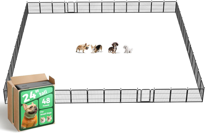 Rollick Unleashed Dog Playpen for Indoor, Yard, RV Camping, 24 Inch 8 Panels for Small and Puppy Dogs, Black│Patented