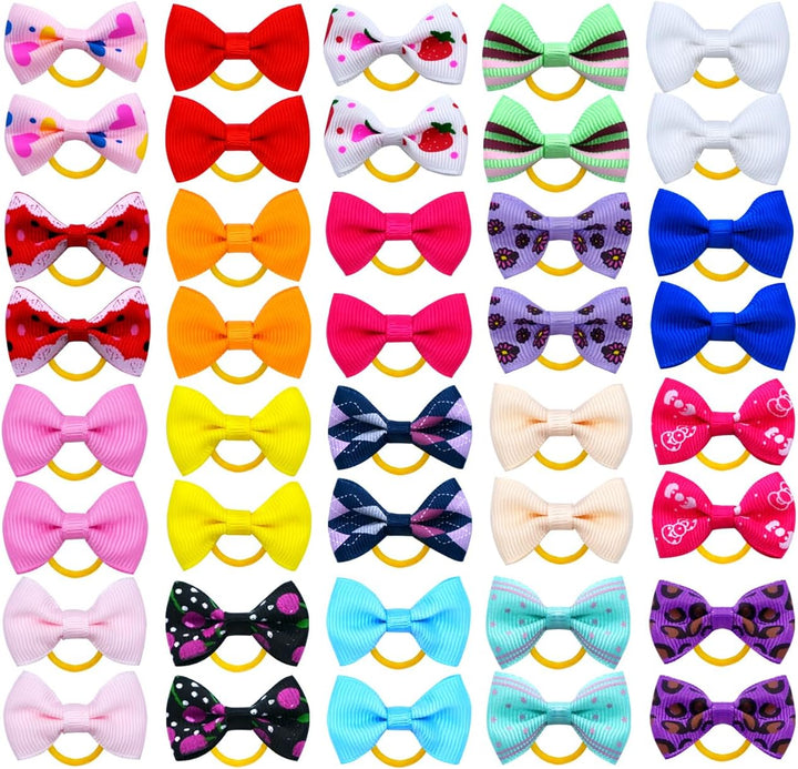 40PCS Dog Hair Bows with Clips 1.5Inch Girl Small Dog Apparel Accessories for Pet Puppy Cat Kitten Rabbit Hair Bows Clips