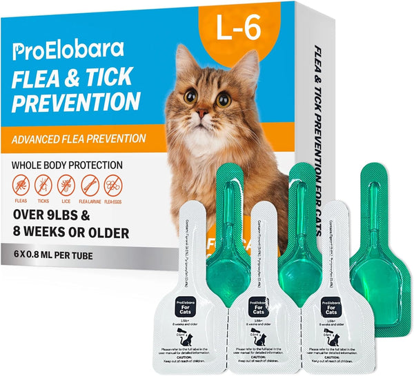 Flea and Tick Prevention for Large Cats: Waterproof Topical Cat Flea and Tick Treatment – Fast-Acting & Long-Lasting at Home Flea Control for Cats over 9 Lbs and 8 Weeks or Older – 6-Dose Supply