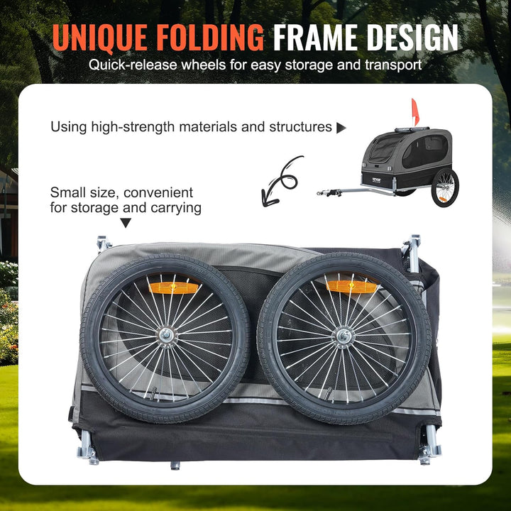 Dog Bike Trailer, Supports up to 88 Lbs, Pet Cart Bicycle Carrier, Easy Folding Frame with Quick Release Wheels, Universal Bicycle Coupler, Reflectors, Flag, Collapsible to Store
