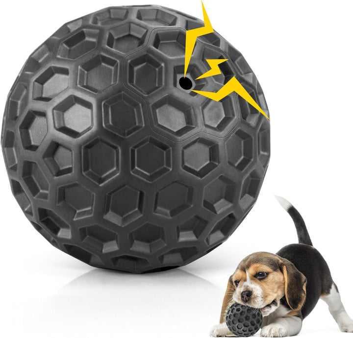 Indestructible Squeaky Dog Ball, Relieves Anxiety, Cleans Teeth, Interactive Chew Toy for Aggressive Chewers, Dog Toy for Large Breeds, Outdoor Waterproof