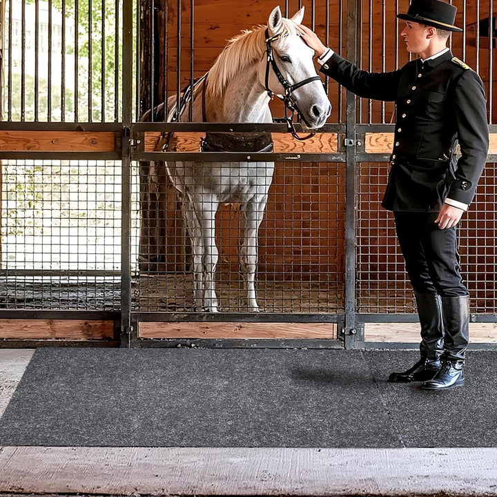 4 X 6Ft Horse Stable Mat Lightweight Floor Mat,Cuttable & Back Non-Slip Design Mat for Horses Livestock,Durable & Water Absorbent Stable Mats,Keep Floor Dry & Clean