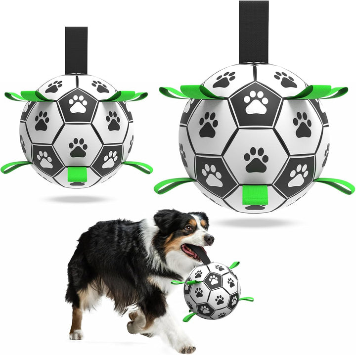 Premium Dog Toys Balls, Dog Soccer Ball with Straps, Dog Birthday Gifts, Herding Ball, Durable Balls for Small Medium Pet, Puppy Outdoor Toy, Pet Training Soccer Ball, World Cup Soccer (6 Inch)