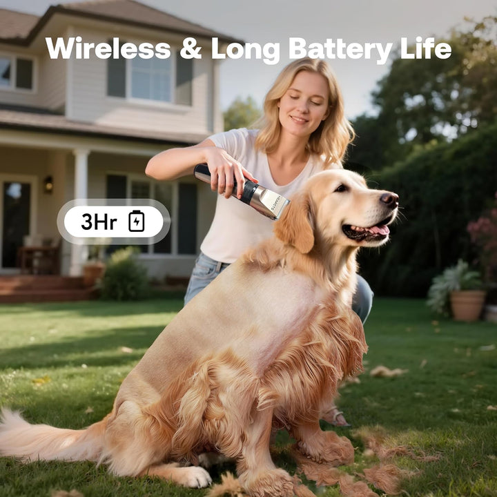 Dog Grooming Clippers, Low Noise, Electric Quiet, Adjustable Clipper Comb, Rechargeable Cordless Dog Hair Clippers for Dogs Cats Pets, Gold