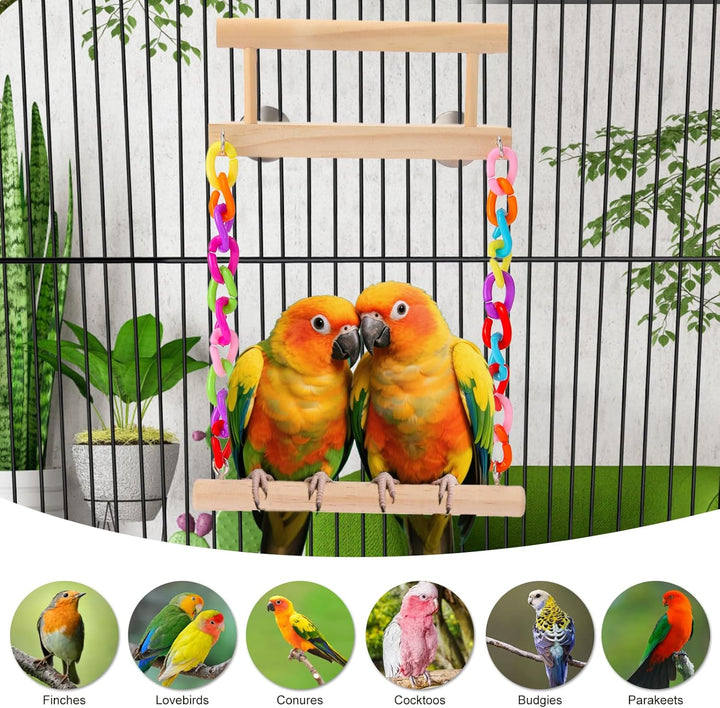 Bird Perch Bird Cage Accessories Platform Swing - for Parrot,Parakeet,Budgies, Cockatiels, Lovebirds, Pacific Parrotlets,Chinchilla, Hamster - Sturdy Play Gym Exercise Stand
