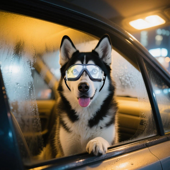 Dog Sunglasses Medium to Large Dog UV Transparent Goggles Windproof Anti-Dust Snowproof Pet Glasses with Elastic Straps, Clear