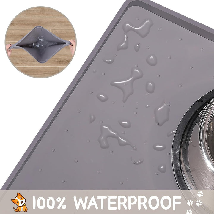 Silicone Cat & Dog Food Mat for Floors Waterproof, Anti-Slip Dog Bowl Mats for Food and Water, Pet Feeding Mats with Lip to Prevent Spills, Pet Placemat for Messy Drinkers to Protect Floors