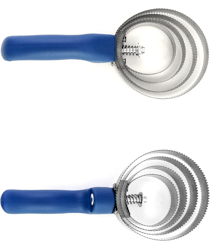 Double Sided Curry Comb, 2 Pack 4 Rings Stainless Steel Curry Comb with Soft Touch Grip, Blue