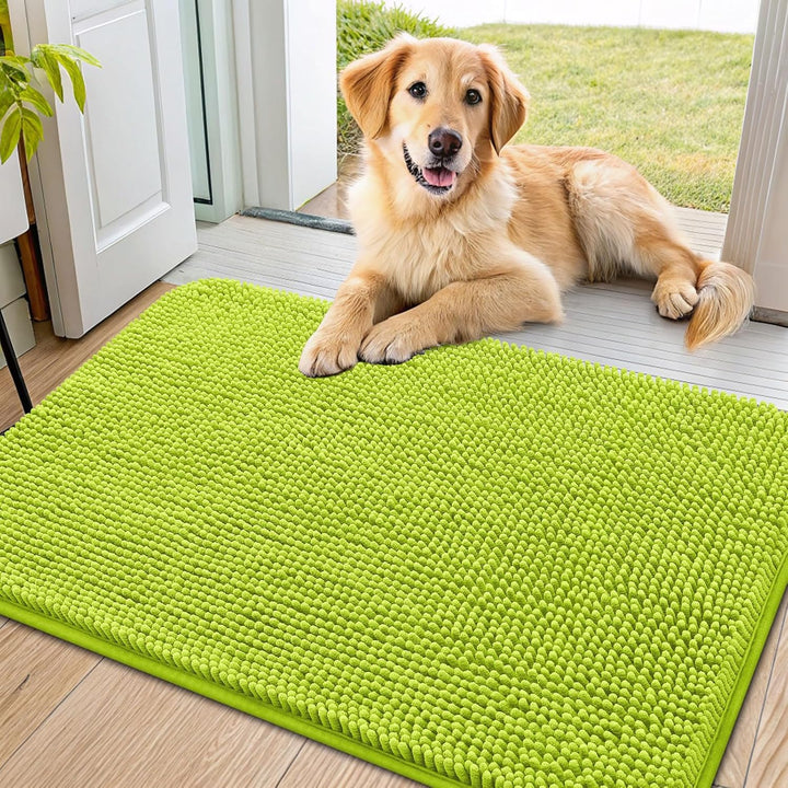 Dog Door Mat for Muddy Paws 30X20, Absorbs Moisture and Dirt Doormat, Non-Slip Washable Quick Dry Chenille Front Door Mat Indoor Entrance, Entryway Carpet for inside Floor, Grey