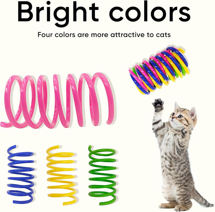 Cat Spring Toys, 30 Pack Cat Spiral Springs for Indoor Cats, Colorful & Durable Plastic Spring Coils Attract to Swat, Bite, Hunt, Interactive Toys for Kittens