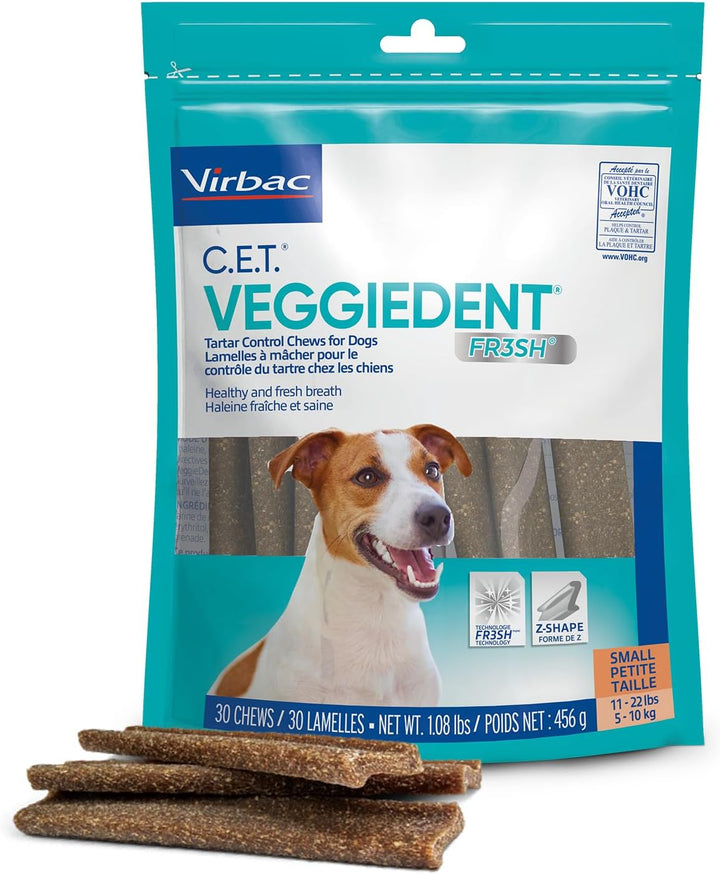 C.E.T. VEGGIEDENT FR3SH Tartar Control Chews for Dogs, Medium, Beef, 1.6 Pounds