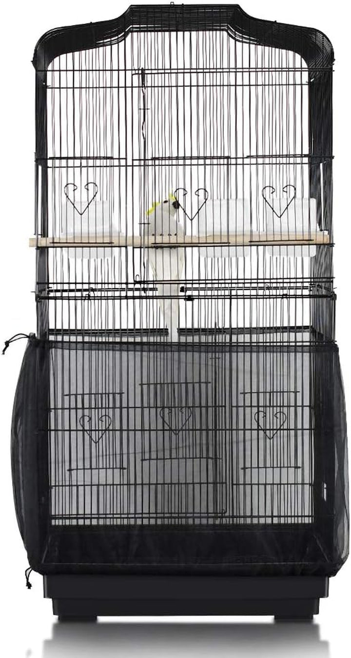 Bird Cage Seed Cather,Universal Adjustable Birdcage Cover Skirt Nylon Mesh Netting Parrot Parakeet Macaw African round Square Cages Cover