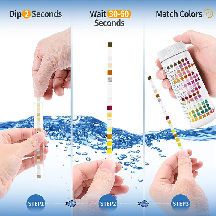 16 in 1 Premium Water Test Kit - 125 Home Water Quality Test Strips for Well and Tap Test Kit - Testing for Ph, Hardness, Chlorine, Lead, Iron, Copper, Nitrate, Nitrite, Etc