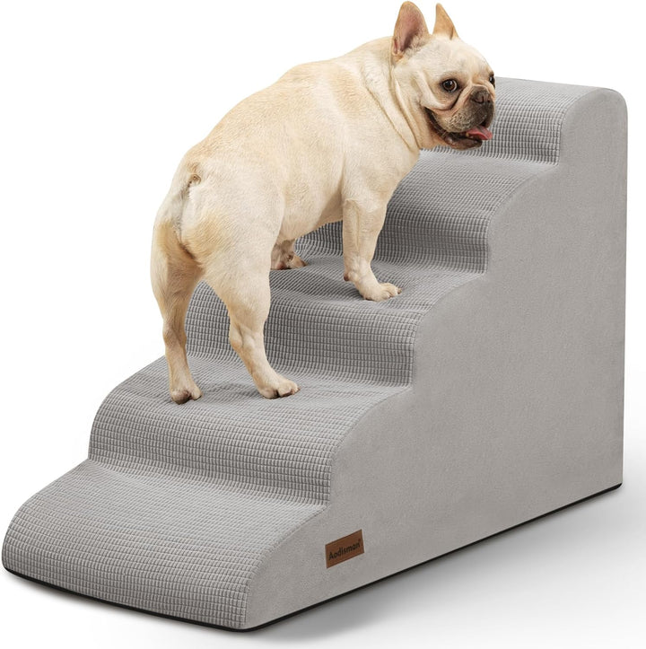 3-Step Dog Ramp and Stairs for Sofa and Chair - Non-Slip Sturdy Pet Steps for Small Dogs and Cats,15.7" H,Grey