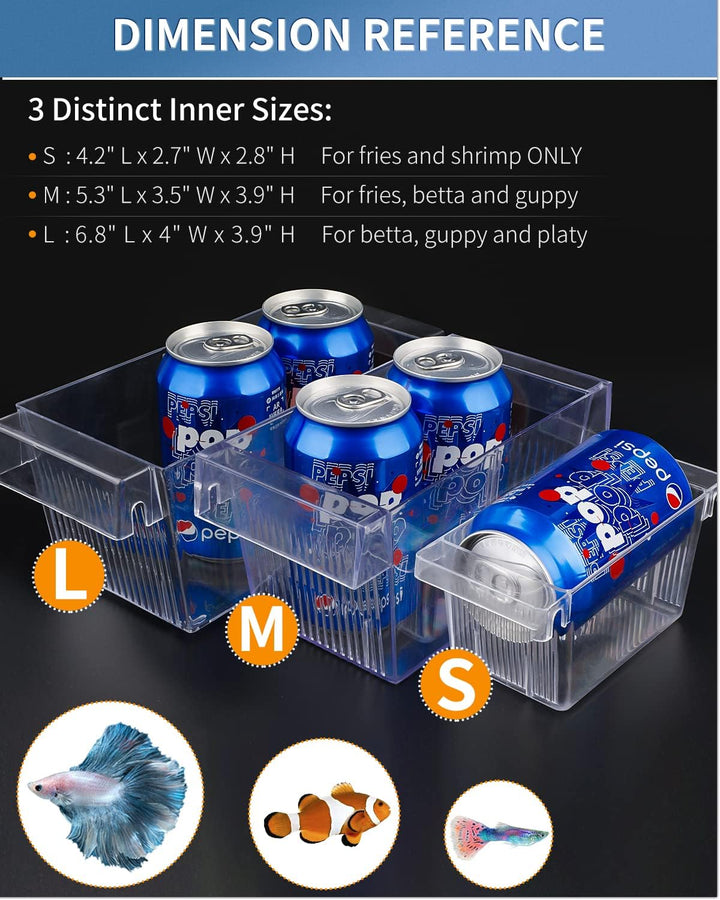 Aquarium Fish Breeding Box Acrylic Hatchery Incubator Tank with Suction Cups Medium Isolation Box for Baby Fish Shrimp Betta and Guppy