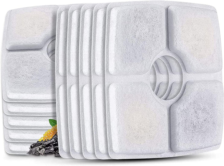 Cat/Pet Water Fountain Filters, 12 Pieces Set Pack of 8 Replacement Filter Fit for 81Oz/2.4L, 3 Filtration System with 4 Pre-Filter Sponges