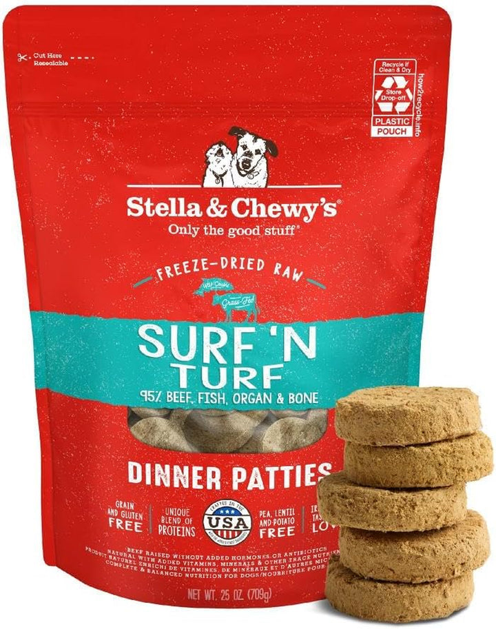 Freeze-Dried Raw Dinner Patties - Beef Recipe - High Protein Grain-Free Puppy & Dog Food - Perfect for Picky Eaters - 25 Oz