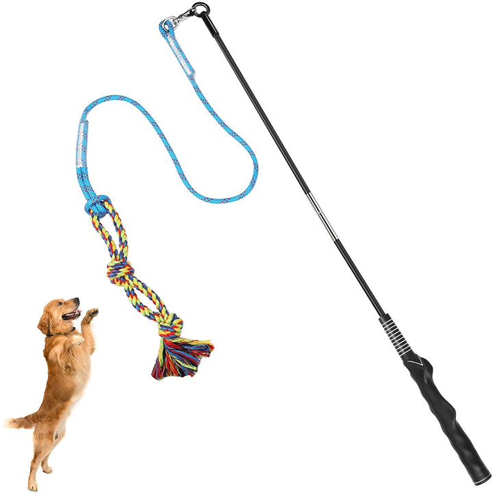 Flirt Pole for Dogs Interactive Dog Toys for Large Medium Small Dogs Chase and Tug of War, Dog Teaser Wand with Lure Chewing Toy for Outdoor Exercise & Training