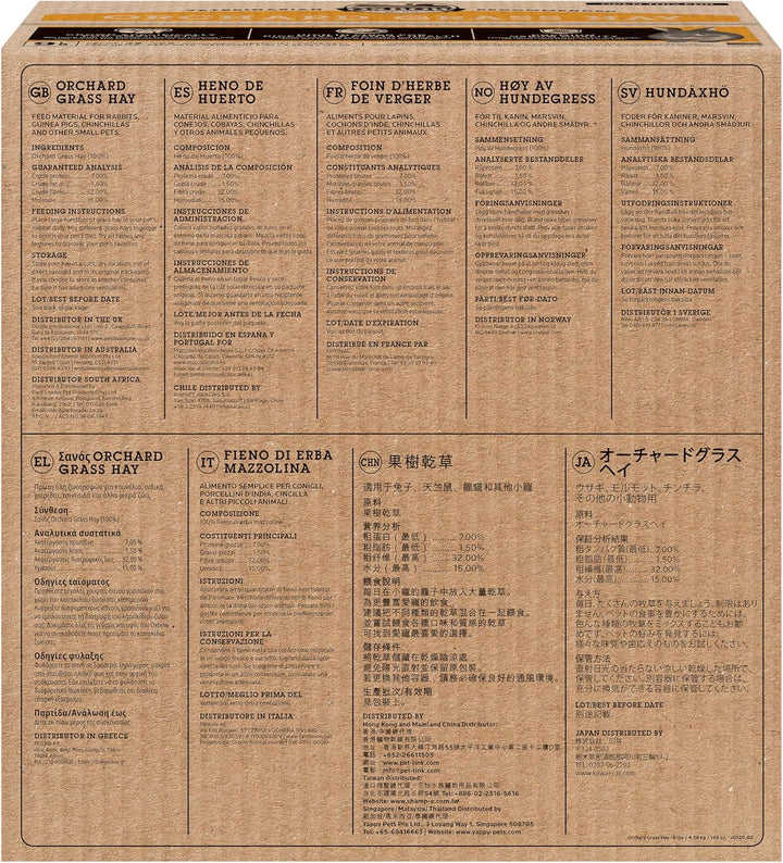 Animal Health Orchard Grass, Guinea Pig Hay, Rabbit Hay, Small Pet Bunny Supplies, All Natural Grass for Guinea Pig, Bunny, Chinchilla & Hamster,  Rabbit Supplies for Bunnies, 9 Lb. Box