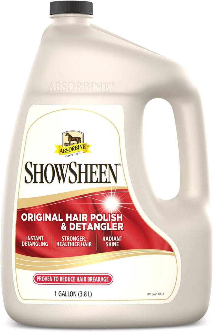 Showsheen Hair Polish & Detangler 32Oz Spray Bottle, Horse and Dog Coat, Mane and Tail, Instant Detangling & Reduces Hair Breakage for Healthy Grooming & Radiant Shine