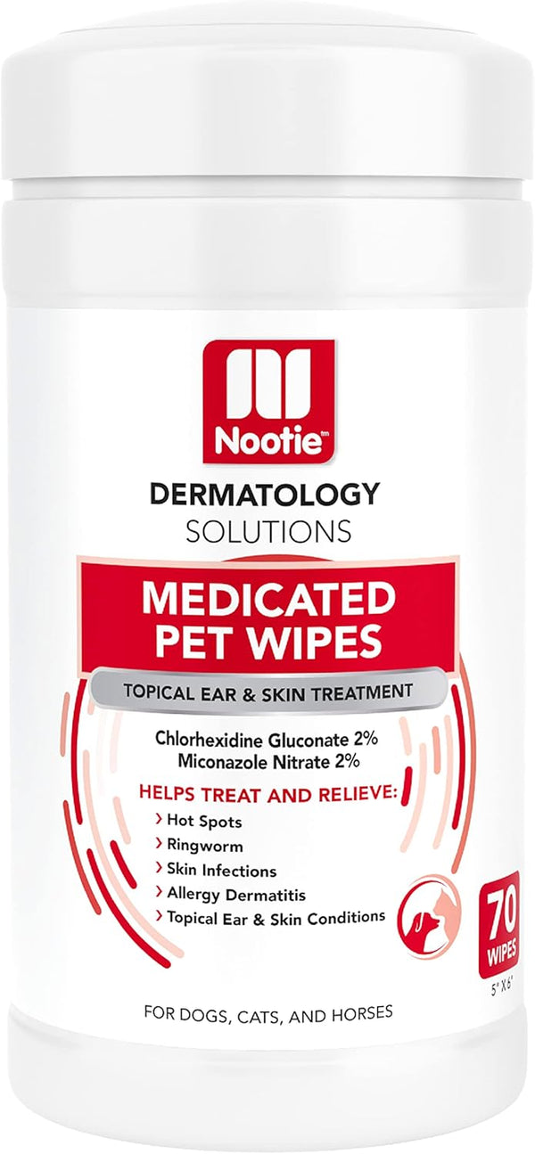 Medicated Dog Wipes, 2% Chlorhexidine and 2% Miconazole Formulated Pet Wipes for Dogs and Cats - 5"X 6" Size XL Wipes - 70 Count - Sold in over 10,000 Vet Clinics and Pet Stores Worldwide