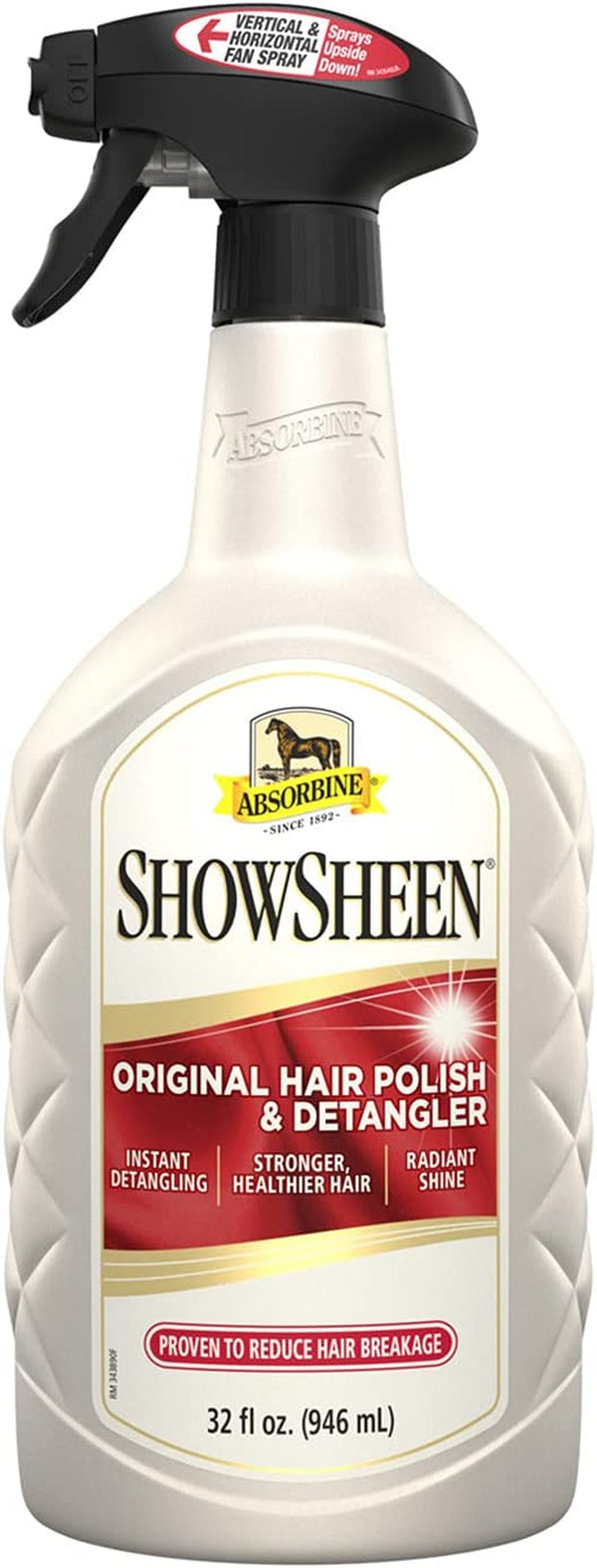 Showsheen Hair Polish & Detangler 32Oz Spray Bottle, Horse and Dog Coat, Mane and Tail, Instant Detangling & Reduces Hair Breakage for Healthy Grooming & Radiant Shine