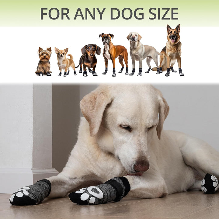 Anti Slip Dog Socks for Hardwood Floors, 6 Pack | Dog Socks to Prevent Licking Paws and Add Traction | Paw Protection for Senior Dogs | Dog Booties Alternative - XL