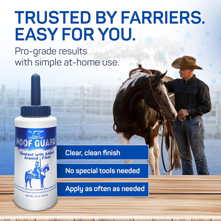 Fiber- Fortified Hoof Guard Sealant 16Oz – Pro-Grade Formula Hoof Protector with Aramid for Stronger Hooves – Helps Fill Cracks & Lock in Moisture - Shields against Thrush, UV Damage & Brittleness