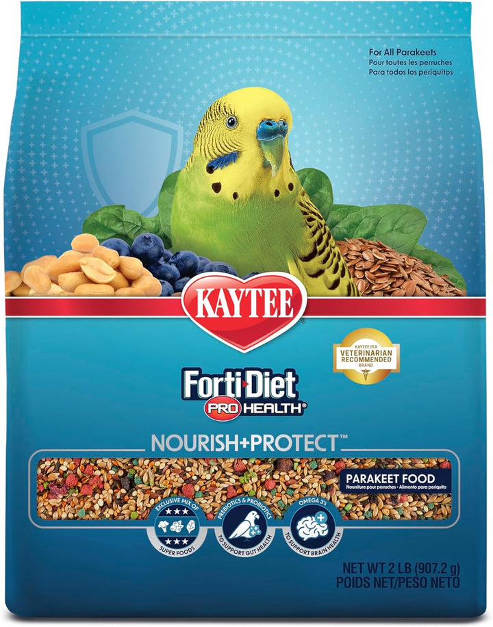 Forti-Diet Pro Health Nourish+Protect Parakeet Food, Comprehensive Nutrition Backed by Science, Digestive Health, Immune Support, 2 Pounds