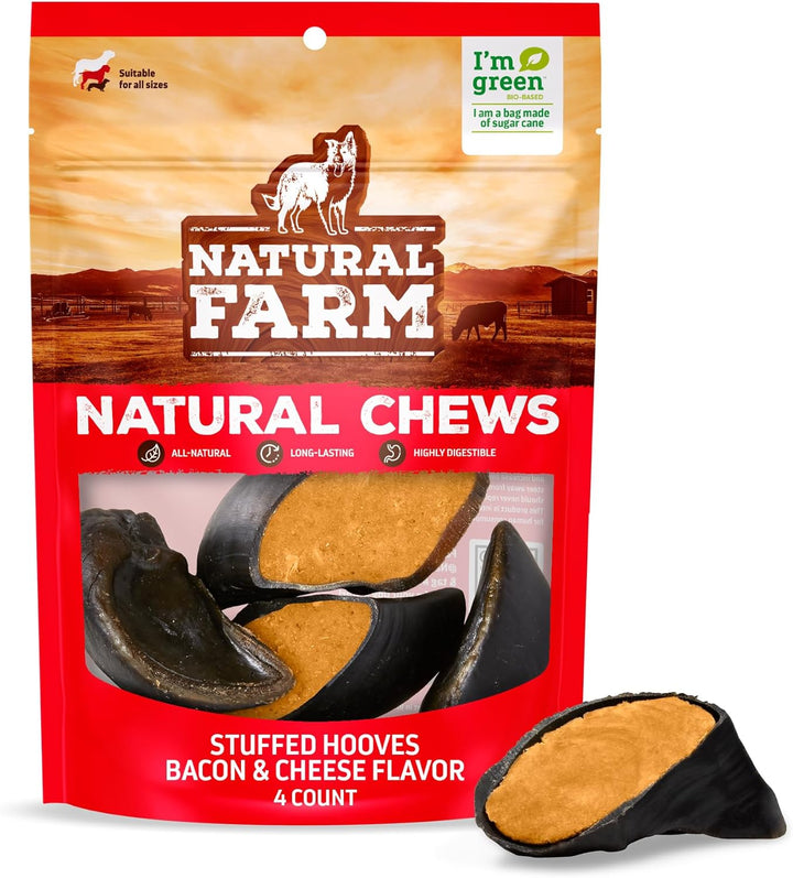 Cow Hooves (6 Pack), Odor-Free, All Natural Sourced from Farm-Raised Beef Hoof Dog Treats, Great Alternative to Bully Sticks or Rawhide, Dental Chew for Small, Medium, Large Breeds