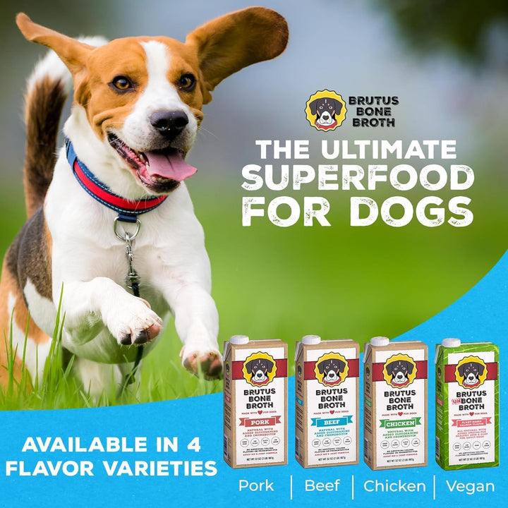 for Dogs - All Natural Bone Broth for Dogs with Chondroitin Glucosamine Turmeric -Human Grade Dog Food Toppers - Beef and Pork Bundle
