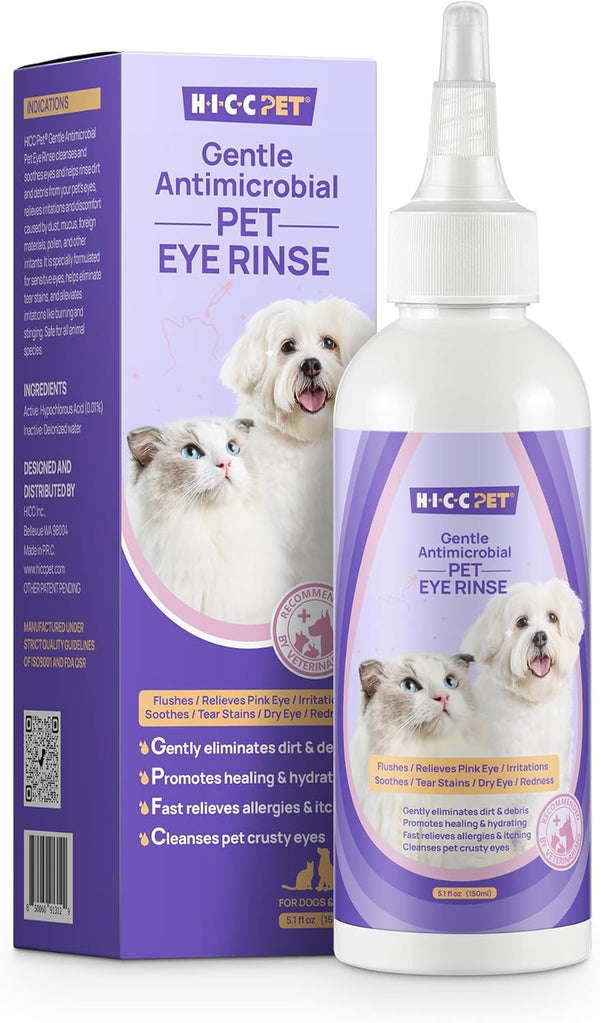 Dog Eye Drops 5.1 Fl Oz Eye Drops for Dogs and Cats Vet-Recommended Dog Eye Infection Treatment to Soothe Infection Allergy, Relieve Dry Eyes Pink Eyes, Pet Tear Stain Cleaner