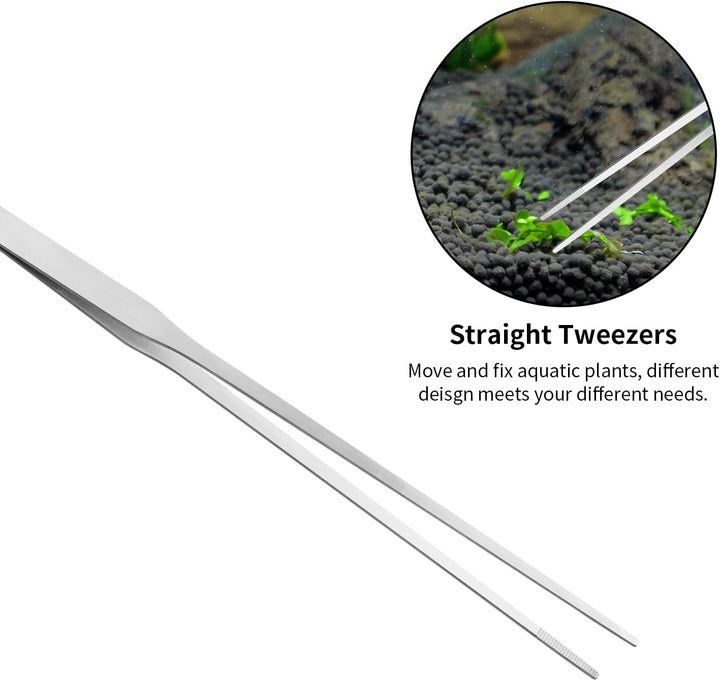 Aquascape Tools Aquarium Kit - 4PCS Terrarium Supplies Include Long Tweezers for Terrarium, Feeding Tongs, Aquarium Scissors, Algae Scraper for Fish Tank Cleaning Plant Trimming