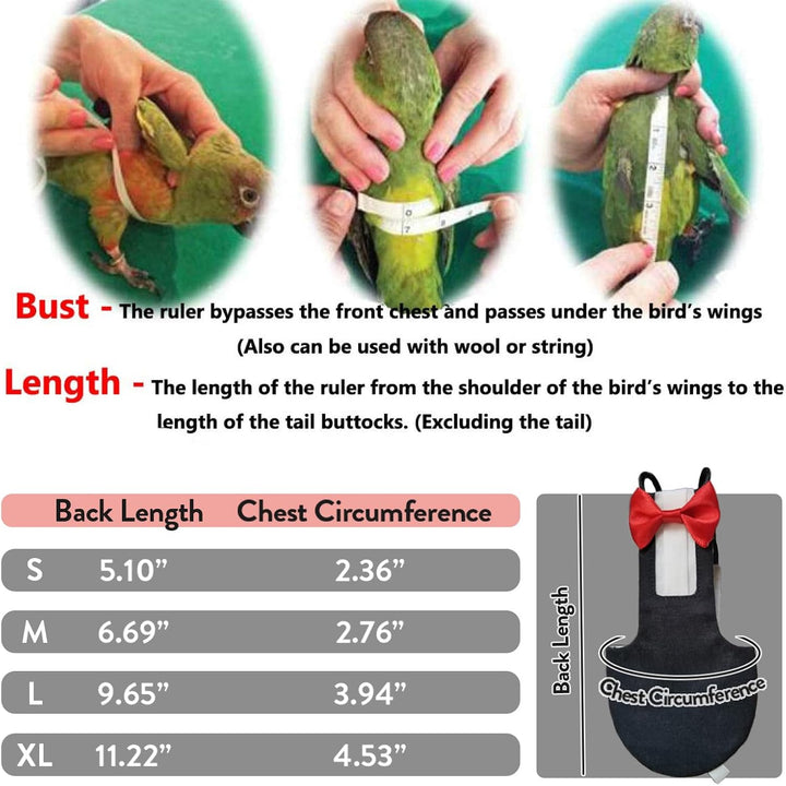 2 Pack Bird Diapers, Cockatiel Tuxedo Flight Suite, Reusable Parrot Nappy Clothes Costume for Wedding Party Birthday Cosplay Photo, Pigeon Pants Urine Wet Suit for Conure Macaw Budgies Parakeet