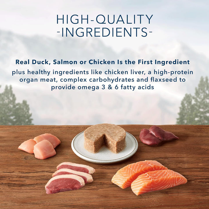 Wilderness High Protein, Natural Adult Pate Wet Cat Food Variety Pack, Chicken, Salmon, Duck 3-Oz Cans (12 Count- 4 of Each Flavor)