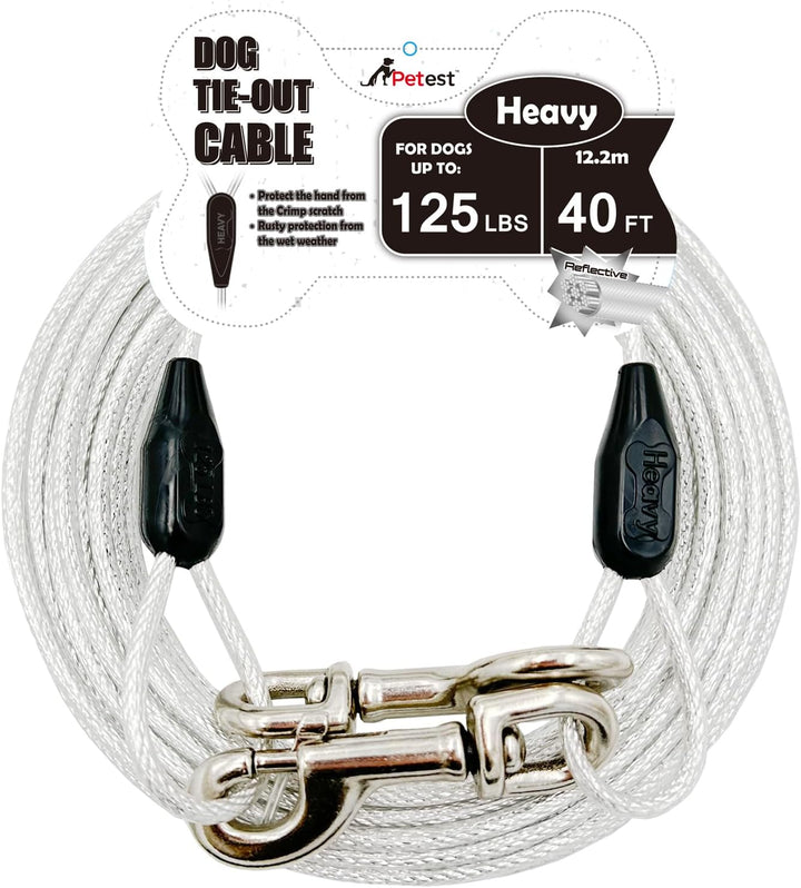 30Ft Reflective Tie-Out Cable for Heavy Dogs up to 125 Pounds