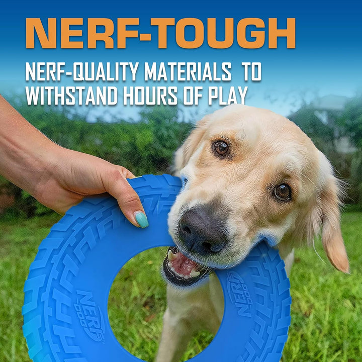 Tire Flyer Outdoor Dog Toy, 10 Inch Flying Disc Dog Fetch Toy, Rubber Dog Toy for Medium Dogs and Large Dogs, Blue