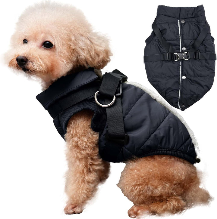 2 Layers Fleece Lined Warm Dog Jacket for Puppy Winter Cold Weather,Soft Windproof Small Dog Coat,Green S