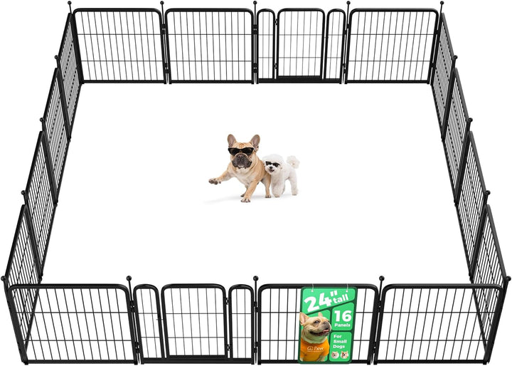 Rollick Unleashed Dog Playpen for Indoor, Yard, RV Camping, 24 Inch 8 Panels for Small and Puppy Dogs, Black│Patented