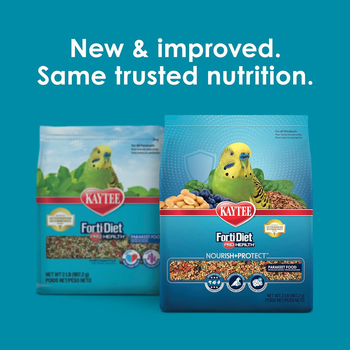 Forti-Diet Pro Health Nourish+Protect Parakeet Food, Comprehensive Nutrition Backed by Science, Digestive Health, Immune Support, 2 Pounds