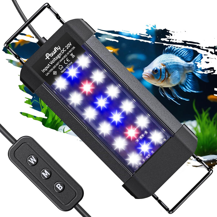 11W Aquarium LED Light for 12 to 18 Inch Fish Tanks Extendable Fish Tank Light with Full Spectrum Brilliant White Blue Red Lights with Daytime & Night Modes and Adjustable Brightness